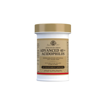 A bottle of Solgar Advanced 40+ Acidophilus 60 Vegetable Capsules.